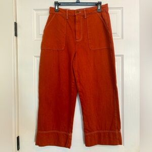 Roller Rabbit Elle Twill Wide Leg High Rise Cropped Poplin Pants  jeans sz. 8